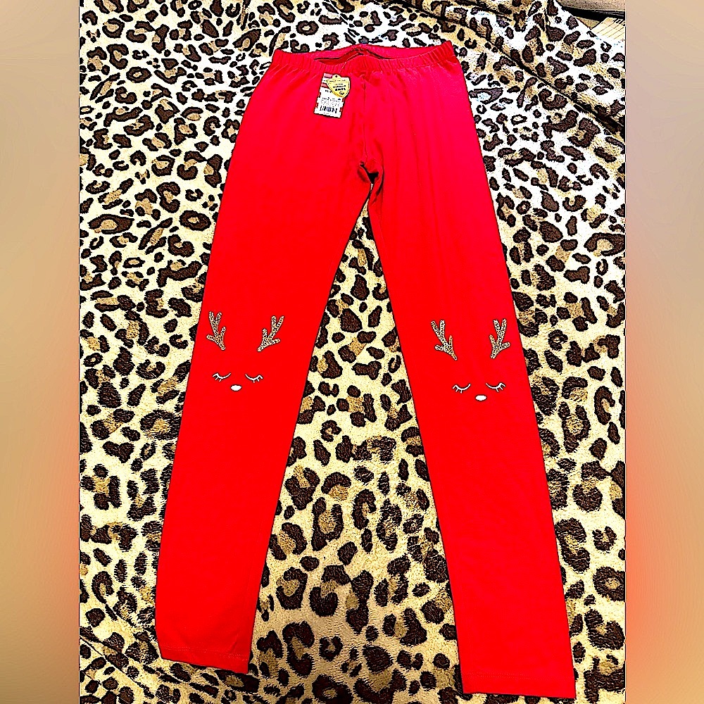 NWT CAT & JACK girl’s Wowzer Red Reindeer leggings